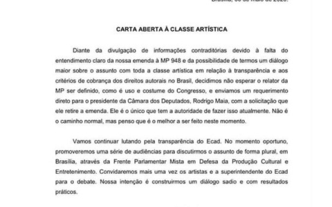 Carta Aberta À Classe Artistica Mp 948